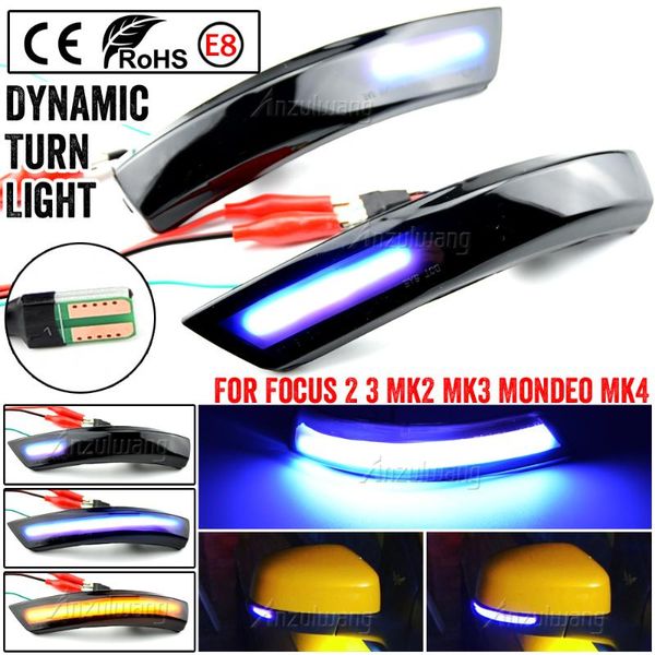 

dynamic turn signal light led side rearview mirror sequential indicator blinker lamp for focus 2 3 mondeo 4 eu emergency lights