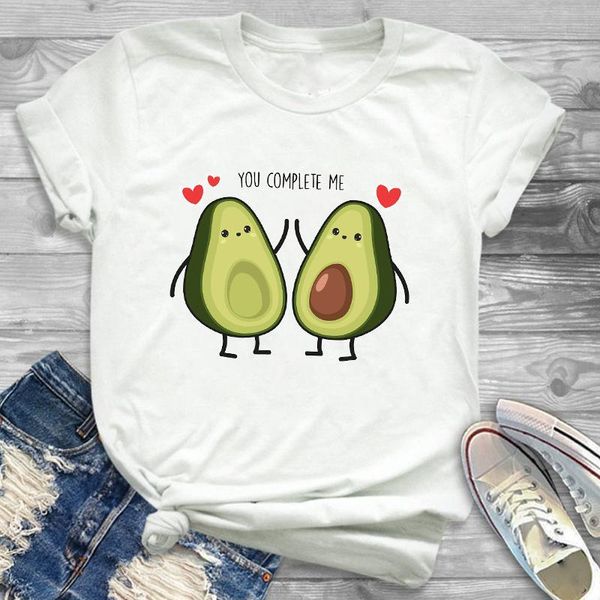 

fashion women avocado love valentine short sleeve cartoon fruit womens female graphic t shirt t-shirt tee tees t-shirts women's, White