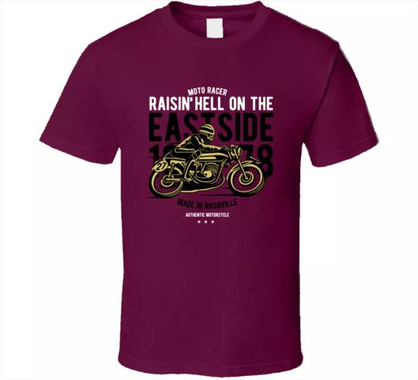 

raisin hell moto racer tee motorcycle adventure american retro men's t-shirt new, White;black