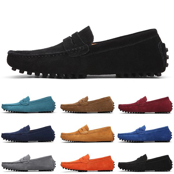 

ale non-brand men casual suede shoes black dark blue wine red gray orange green brown mens slip on lazy leather shoe 38-45