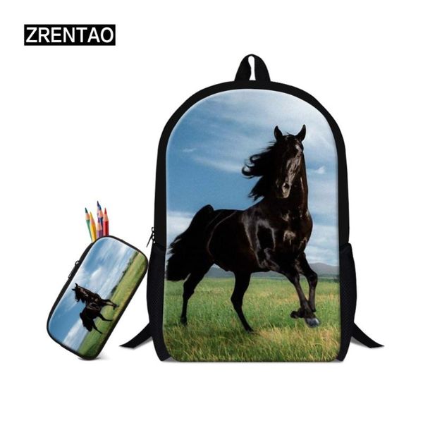 

backpack fashion children school bags sets for teenage girls horse schoolbags kids boys bookbag 3d cartoon animal mochila 16inch