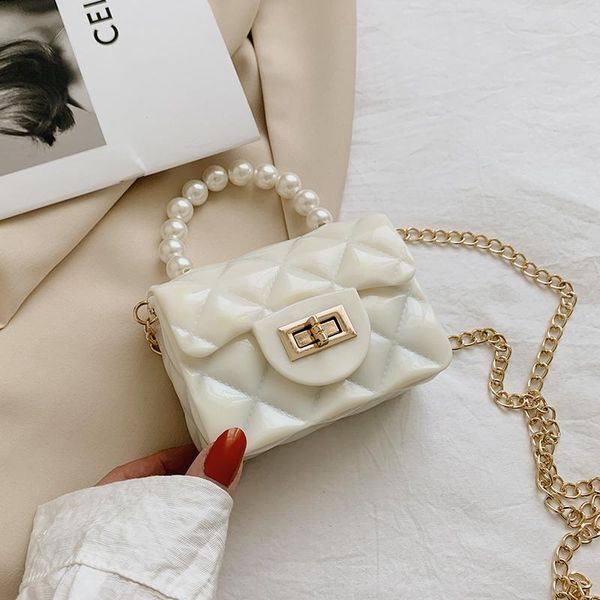

evening bags small bag 2021 pearl handbag mini messenger portable chain rhombus compact jelly sachet