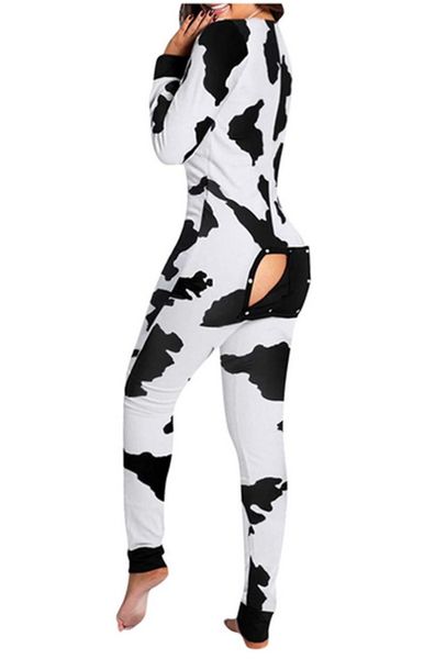 

women's jumpsuits & rompers o-neck high waist jumpsuit, casual leopard printing pp pockets romper long sleeve pants home suits clothing, Black;white