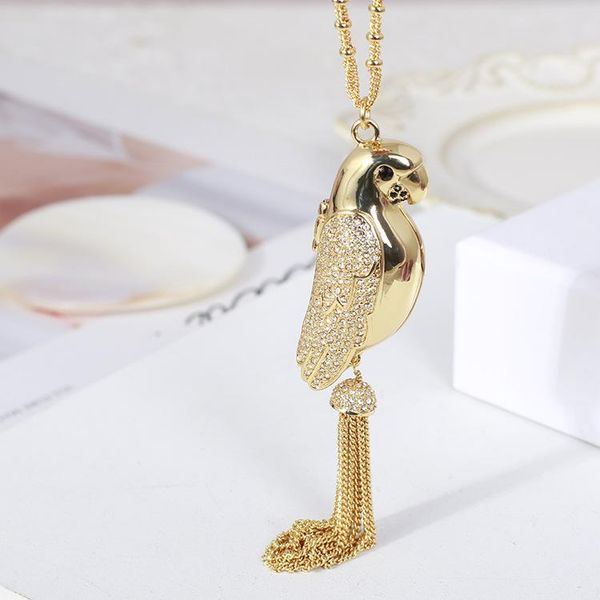 

pendant necklaces euramerican tide adorns article modelling of birdie parrot can open long paragraph tassel necklace female, Silver