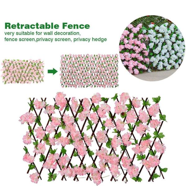 

fencing, trellis & gates wooden hedge with artificial flower leaves garden decoration screening expanding privacy screen 20-200cm