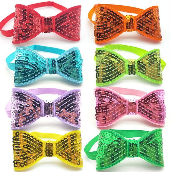 

30/50 pcs pet dog grooming puppy bowties sequin bowknot collar supplies accessories for small medium apparel