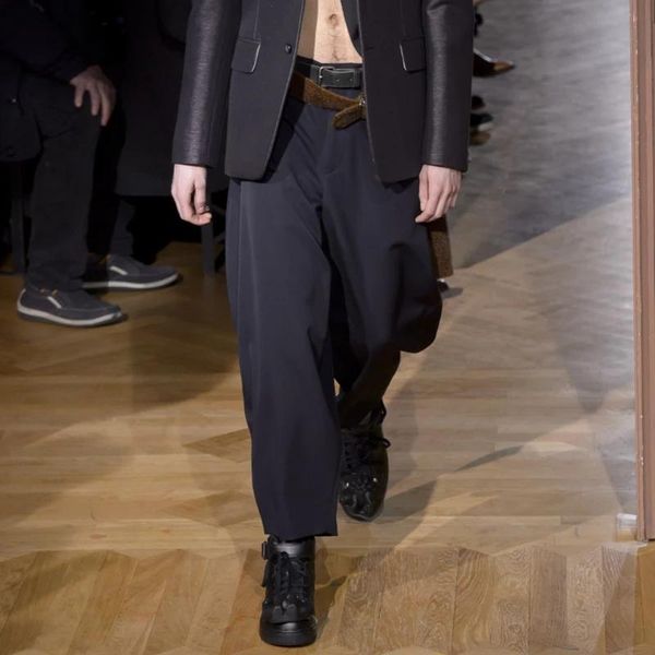 

men's pants casual 2021 spring and summer ltalian show product oversize wide leg nine point loose, Black