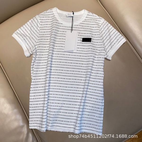 

c121ss women's t-shirt spring and summer white t shirts temperament stripe short sve dign woman clothes