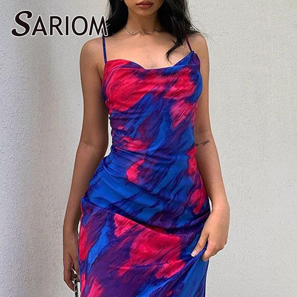 

elegant blue tie dye long dresses ladies sleeveless strap skinny night dress women robe femme vestido mujer casual, Black;gray