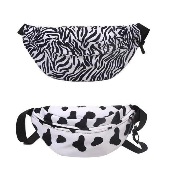 

waist bags 066f fashion cows print pack fanny for women girls small adjustable hip bum bag running