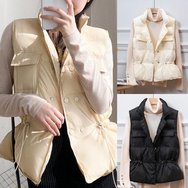 

women's vests winter vest women short sleeveless jacket lightweight bodywarmer waistcoat female white gilets windbreaker slim parkas co, Black;white