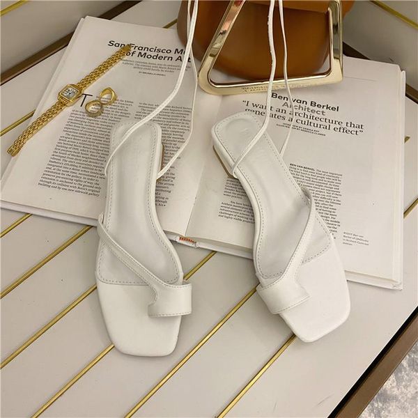 

sandals 2021 ankle strap comfort shoes for women square toe strappy heels flip flops platform suit female beige cross-shoes, Black