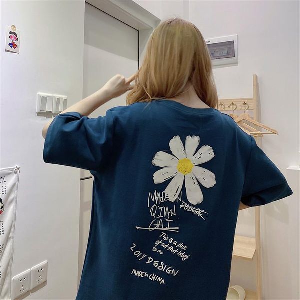 

women's t-shirt hand-painted zou ju graphic aesthetic woman's short-sleeved korean style harajuku college student kawaii summer, White