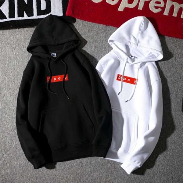 

supreem fashion paris fall 2021 4 colors mix and match men's hoodie designer women's hoodies with a loose comfortable personality, Black