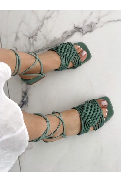 

sandals women's green thick heel, Black