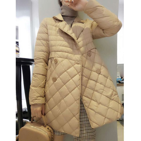 

winter women's and version small light medium long waist down jacket, Black