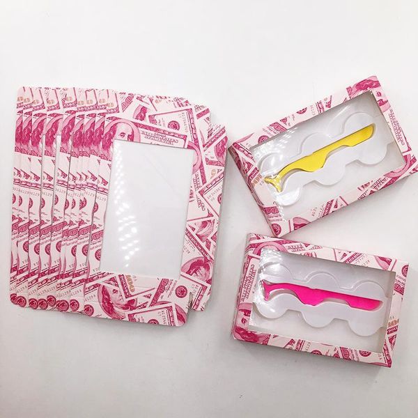 

pairs lashes tray with tweezers for mink false eyelashes custom money eyelash box1