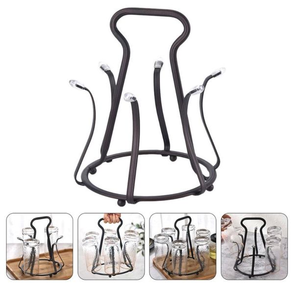 

hooks & rails 1pc kitchen glass cup storage rack holder home adornment (black)