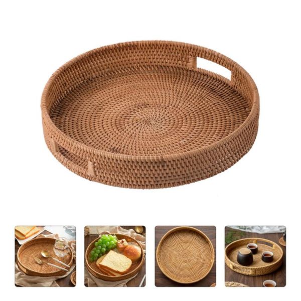 

storage baskets 1pc rattan tray basket hand-woven fruit exquisite plate