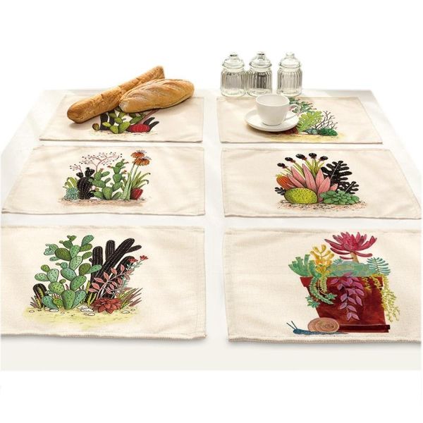

flower pot mat cactus succulent plants print design coasters insulation pad cloth placemats kitchen accessories decoration home table