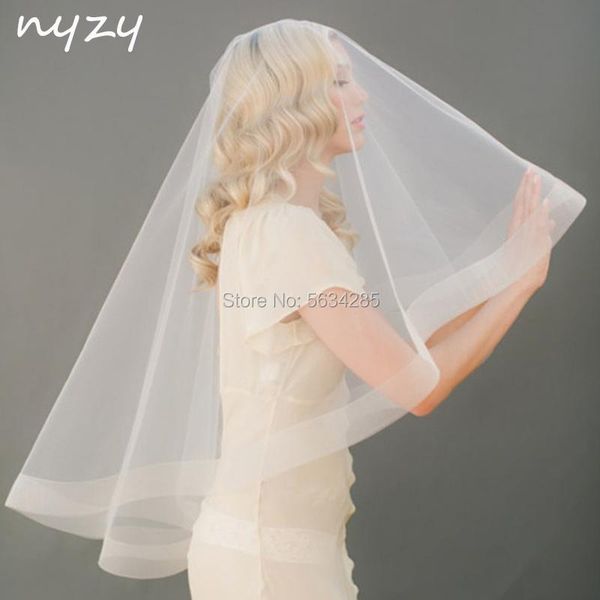 

bridal veils nyzy v1 1.5m long no comb one layer champagne wedding veil accessories velo novia voile mariage 2021, Black