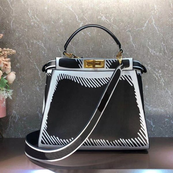 

tote handbags purses genuine bags fashion white leather material zipper inner pocket gold metal detachable shoulder strap bag, Red;black