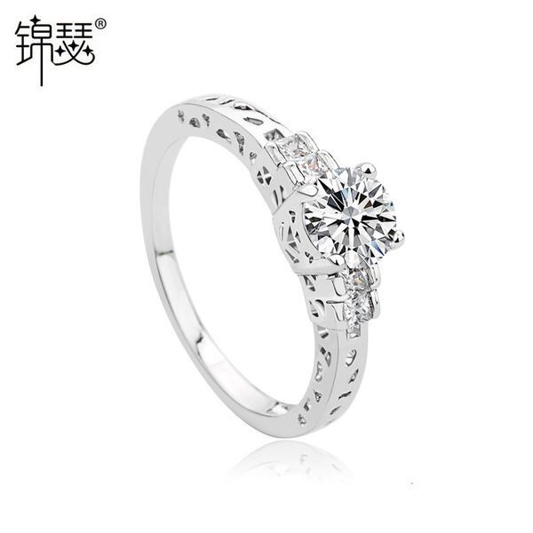 

925 sterling silverboutique zirconium diamond ring flower as media aaa zircon korean fashion jewelry wedding, Golden;silver