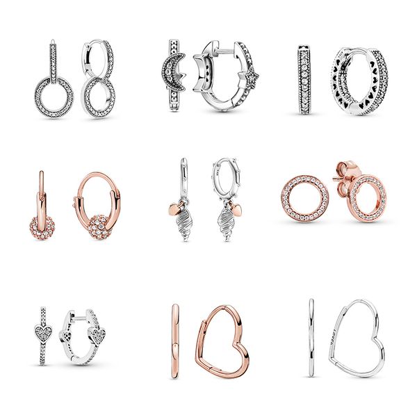 

925 asym metrical stud moon & stars beaded heart earrings for women silver s925 original fashion jewelry, Golden