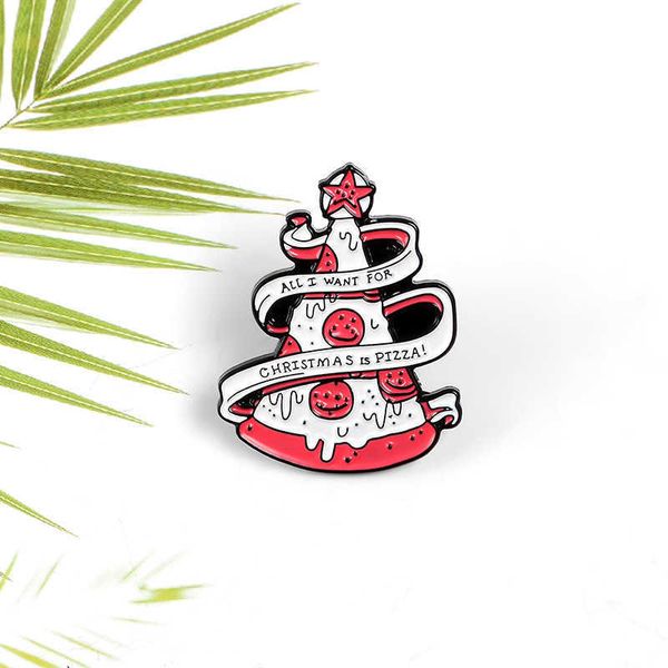 

popular cartoon fashion christmas pizza oil dripping brooch personalized design gifts for friends versatile accessories, Gray