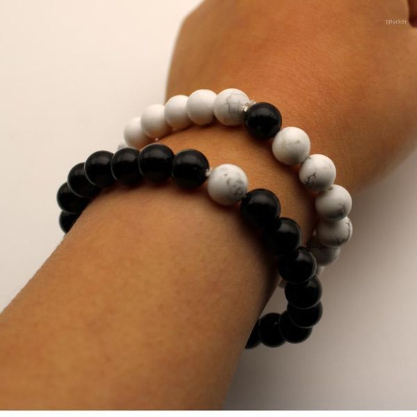 

beaded, strands 1pc white howlite diffuser bracelet gifts for her or him1, Black