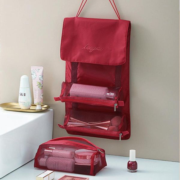 

storage boxes & bins cosmetic organizer bag oxford detachable four in one washing folding large capacity hanging travel mesh makeup