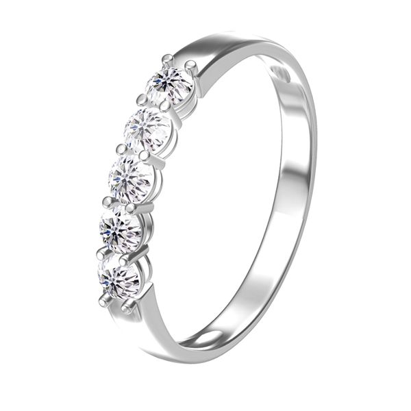 

aeaw 14k white gold 0.1ct m total 0.5ctw df round cut engagement&wedding lab grown diamond band ring for women 211217, Slivery;golden