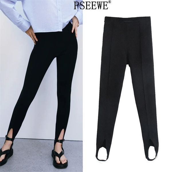 

woman leggings high waist black stirrup women basic slim pencil pants female fashion fuseau hem 210519