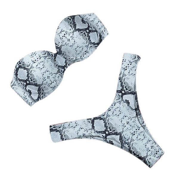 

women's swimwear women bikini summer swimsuit wired hard wrap leopard snakeskin print beach pool party thong 2 pieces off shoulder beac, White;black