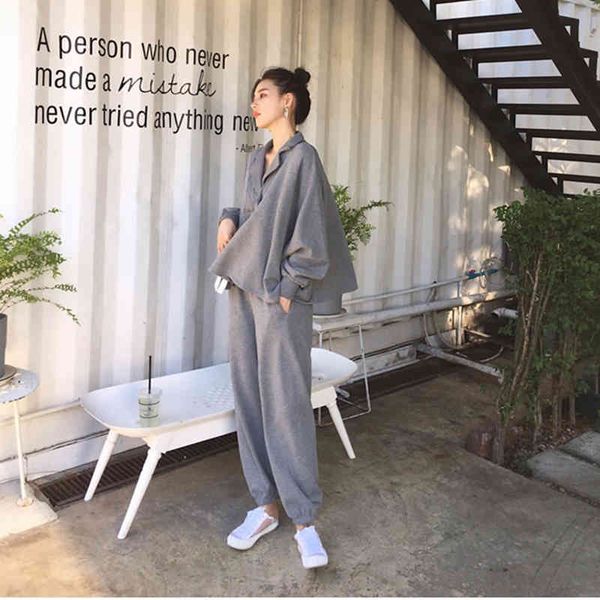 

women's tracksuits autumn women 2 piece set pants hoodies tracksuit sweatshirts casual long sleeve solid suit female 7sfl, Gray