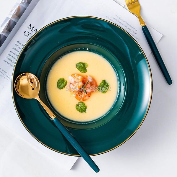 

bowls phnom penh dark green straw hat bowl western foodbowl soup european household tableware personality creative breakfast