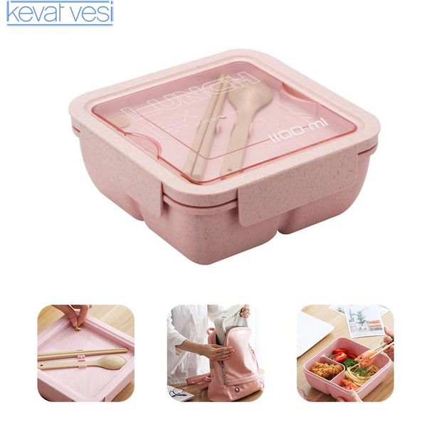 

dinnerware sets lunch box japanese-style student separated bento with tableware fresh-keeping wheat fiber fitness container