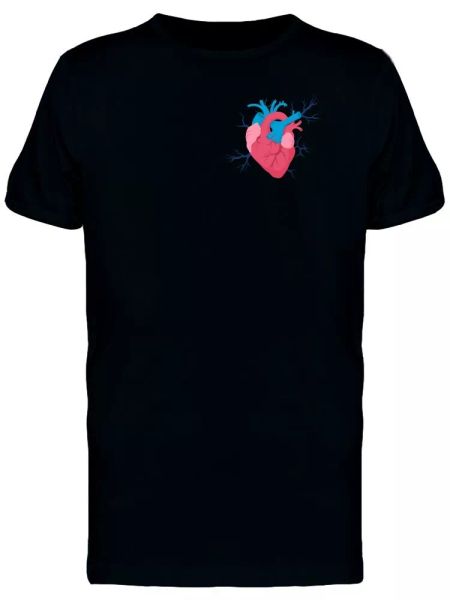 

upperside human heart with veins tee men's -image by shutterstock, White;black
