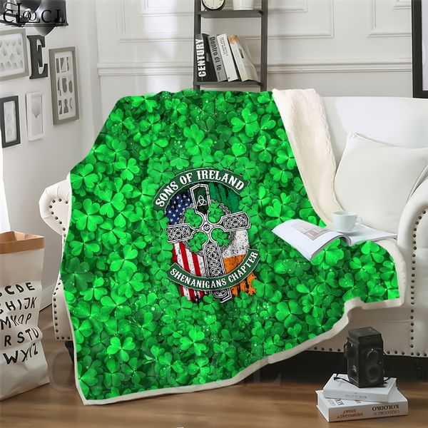 

cloocl blankets jesus clover 3d print hip-hop style sofa travel throw blanket teens plush quilt