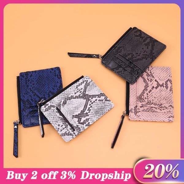 

card holders fashion women snake short wallet purse bag handbag clutch ladies leather pattern #20, Brown;gray