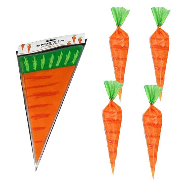 

storage bags 20pcs easter carrot candy bag cones transprant plastic kids birthday party decoration