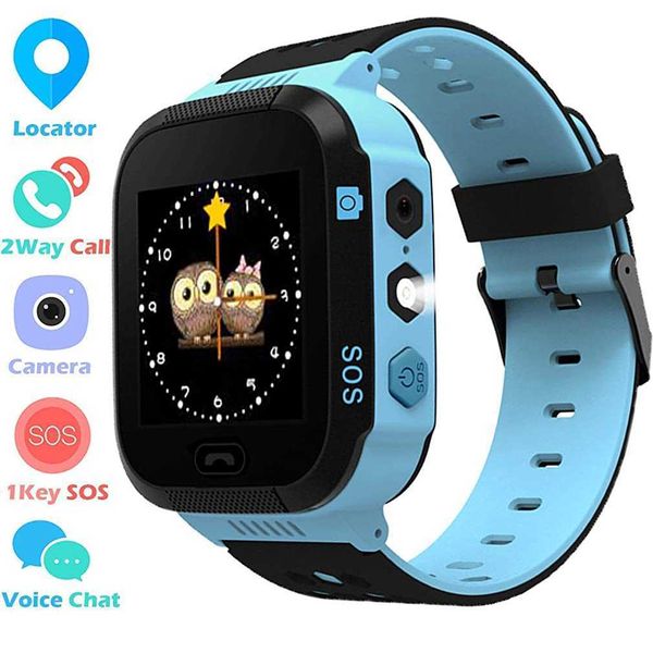 

waterproof sos antil-lost phone watch sim card location child smartwatch smart clock kids gift for ios android, Blue