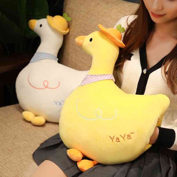 

duck warm hand over pillow doll plush toy big white goose winter cute boys and girls