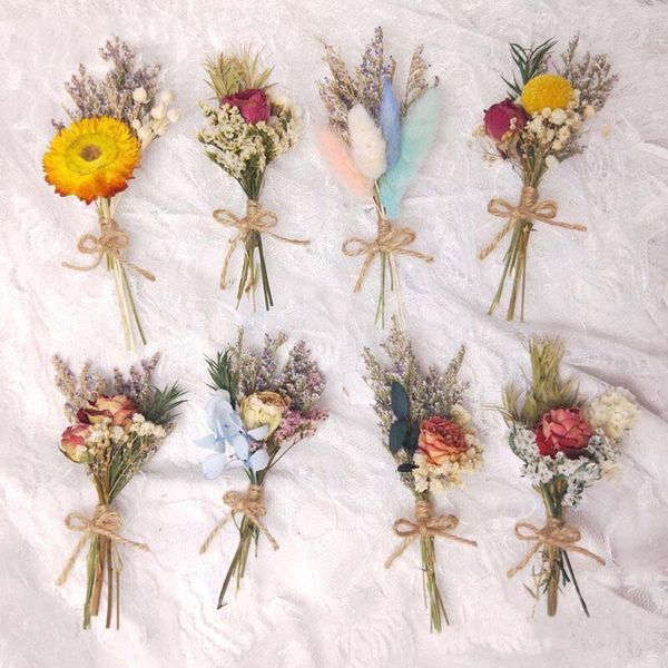

mini real natural dried flower bouquet rose pampas grass gypsophila plants wedding home decoration christmas year gifts diy decorative flowe