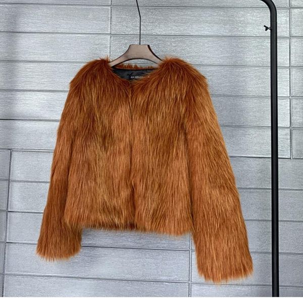 

coat autumn a-nd winter fur imitation fu r c-oat korean version of pure color wool women's short co-at fox fu-r europe and america, Black