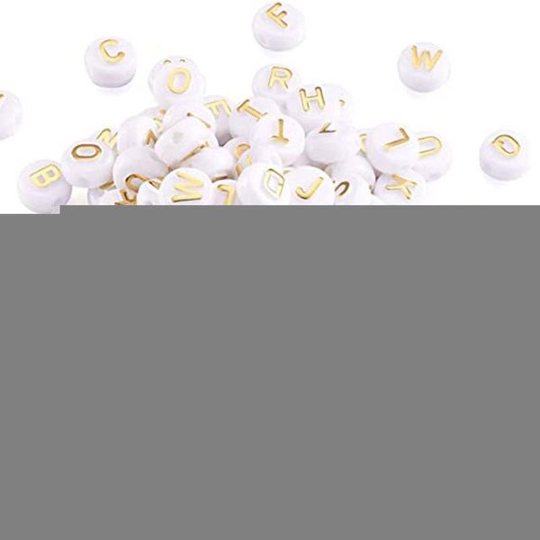 

novelty items 200pcs 10mm acrylic letter beads in white gold shape for bracelets making flat round