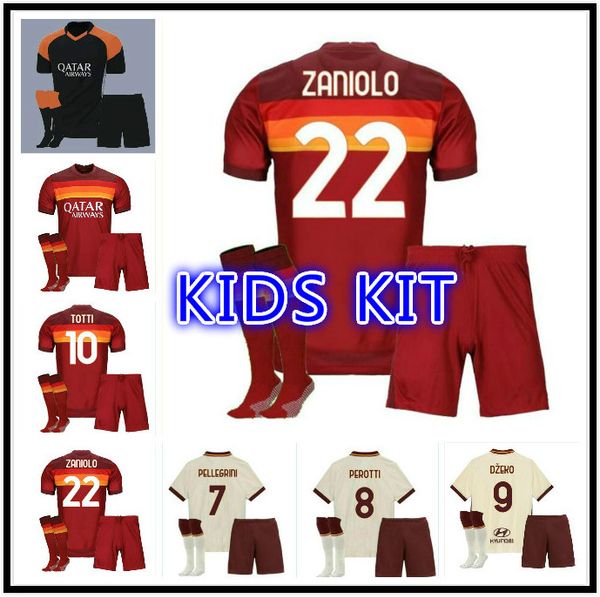 

thailand quality 2021 totti de rossi as dzeko soccer jerseys 20 21 kolarov kluivert football shirts kids kits sets, Black