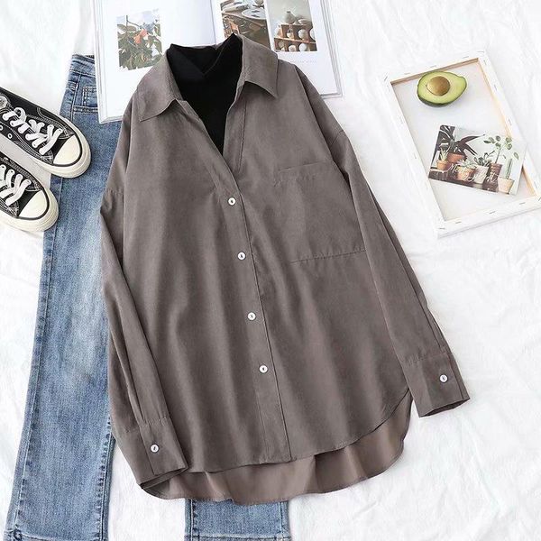 

women's blouses & shirts shirt women wear all-match long-sleeved spring and autumn 2021 coat loose retro hong kong style, White