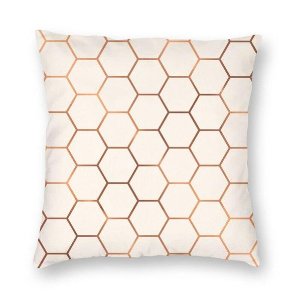 

cushion/decorative pillow personalized rose gold copper honeycomb geometric abstract pattern case decoration geometry cushion cover for sofa