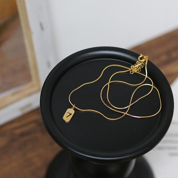 

pendant necklaces davini tiny number necklace gold color link chain titanium steel choker for women jewelry gift mg747, Silver